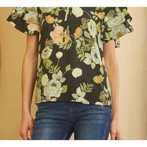 NEW ODDI floral printed blouse in black multi